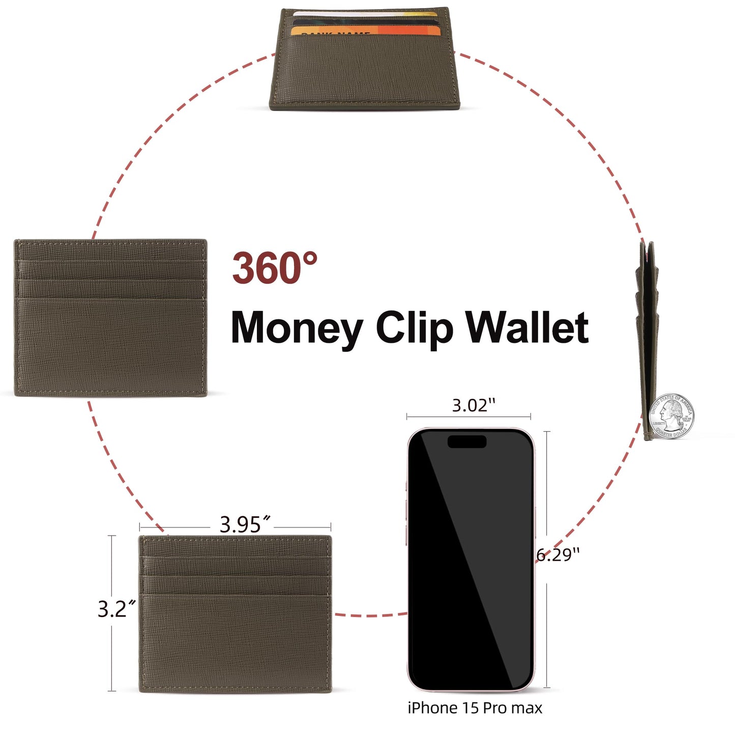 yiijay Credit Card Holder Slim Wallet Money Clip RFID Blocking Credit Card Case Thin Front Pocket Small Wallets for Women Men