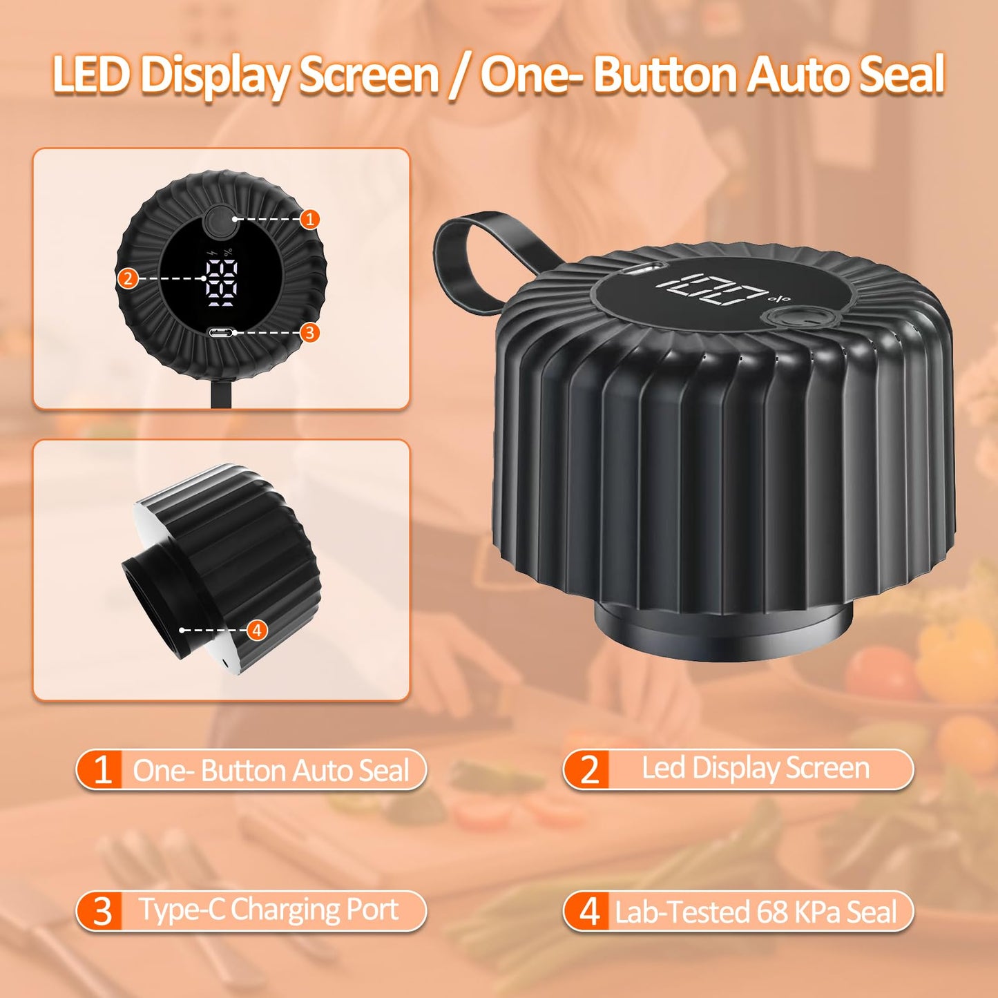 Electric Mason Jar Vacuum Sealer, Upgraded 3-in-1 Mason Vacuum Sealer Kit, Canning Supplies for Wide & Regular Mouth, Fully Automated and Portable for Food Storage (Black)