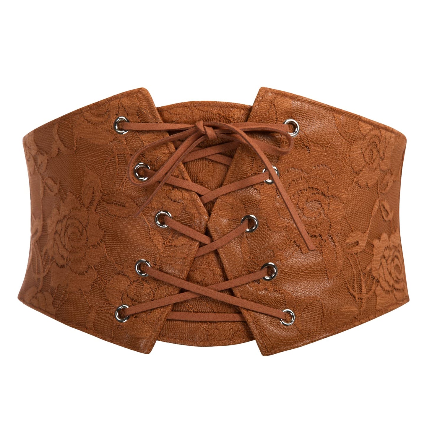 GRACE KARIN Women's Elastic Wide Waist Belt Renaissance Pirate Corset Cinch Belt Cosplay Costume with Press Button Coffee M