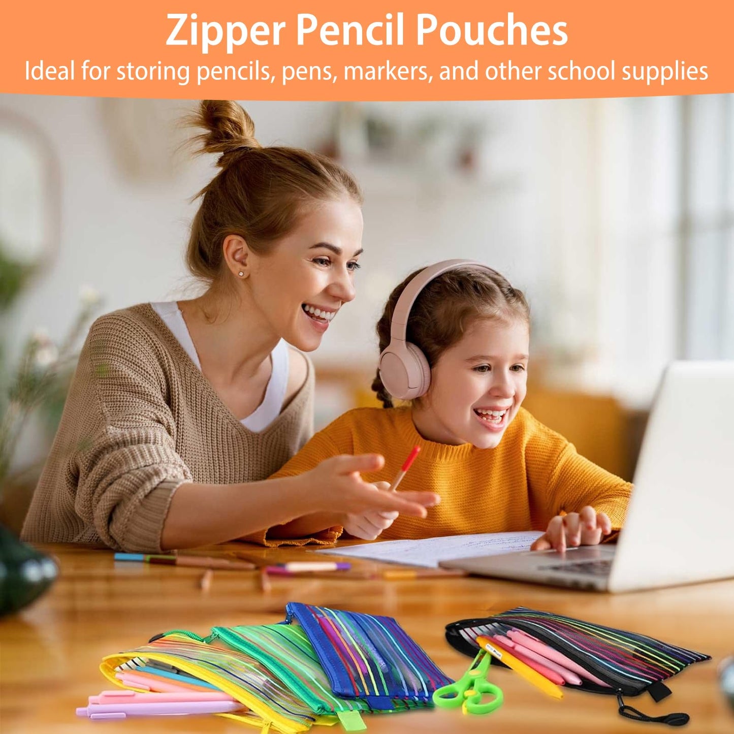YOPCDJ 80 Pack 10 Colors Mesh Zipper Pouch Bags, Small Pouch Pencil Pouch Bulk, Cosmetics Makeup Bags Accessories Storage Bag, Home Organizing Office School Classroom Supplies