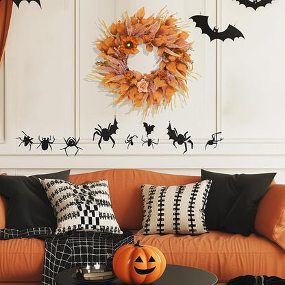 Fall Wreaths for Front Door 26 Inch, Front Door Wreath with Sunflowers Roses and Realistic Full Leaves, Outdoor Wreaths for Front Door Porch Farmhouse Home Harvest Thanksgiving Decor