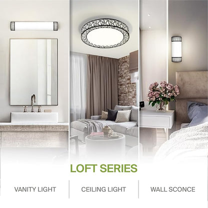 ASD 14 Inch LED Flush Mount Ceiling Light Fixture for Bedroom, 24W 1534LM 5CCT 2700K-5000K, Triac Dimmable Lights, Dining, Living Room, Kitchen Lamps, Modern Home Lighting Fixtures, Black, ETL