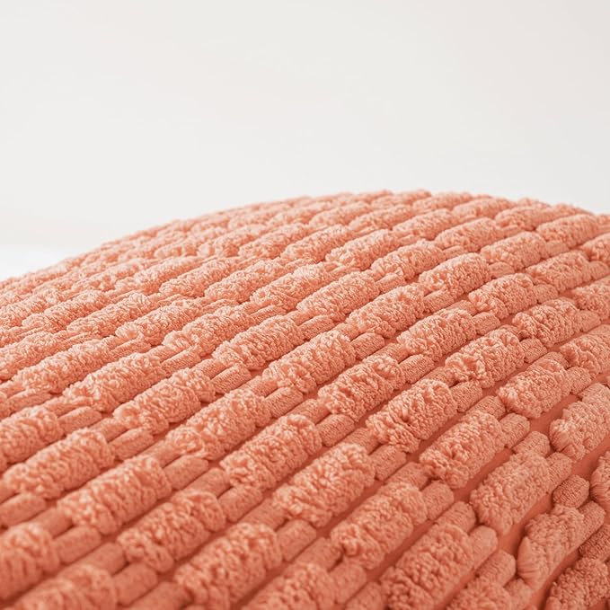 Fancy Homi Coral Long Body Lumbar Lumbar Decorative Throw Pillow Covers 14x36 Inch for Bed Couch Bedroom Bench, Soft Corduroy Rectangle Solid Pillow Case, Rustic Farmhouse Boho Room Decor