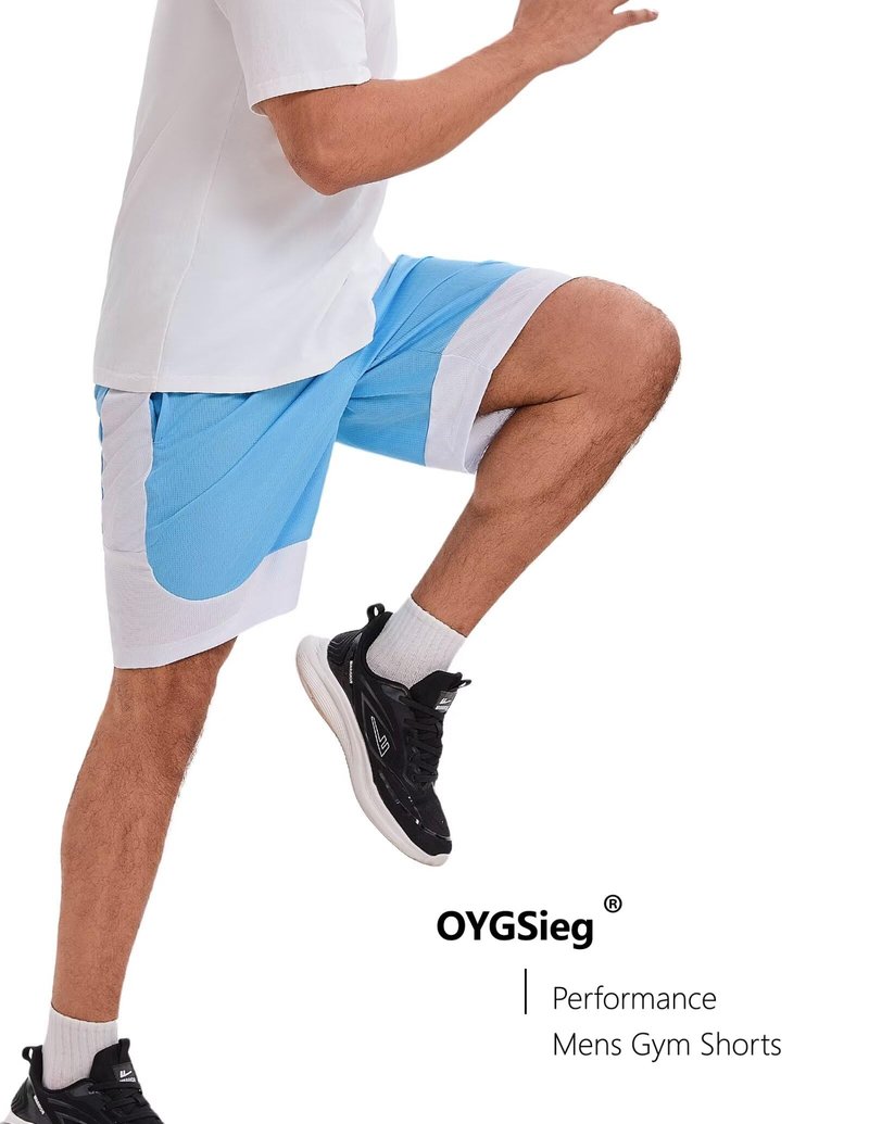 OYGSieg 6 Pack Mens Mesh Athletic Basketball Shorts Gym Shorts with Pockets, Quick Dry Workout Running Shorts Casual for Men L