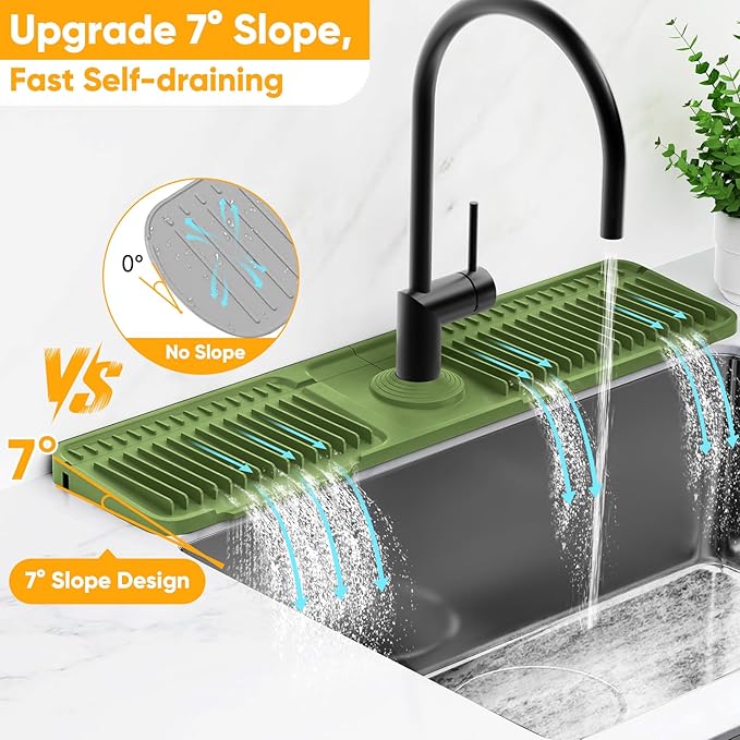 24'' Longer Faucet Mat for Kitchen Sink Splash Guard Kitchen Sink Faucet Mat