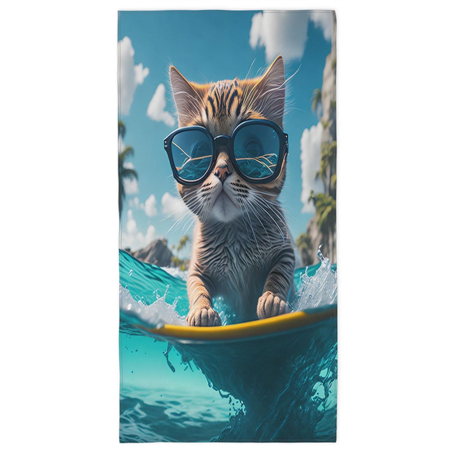 ModaQua Cat Sunglasses Swim Beach Towel, Large Microfiber Quick Dry Lightweight Pool Bath Towels Sand Free Beach Blanket for Summer Cruise Yoga Camping Travel Vacation Essentials 31 x 61 in