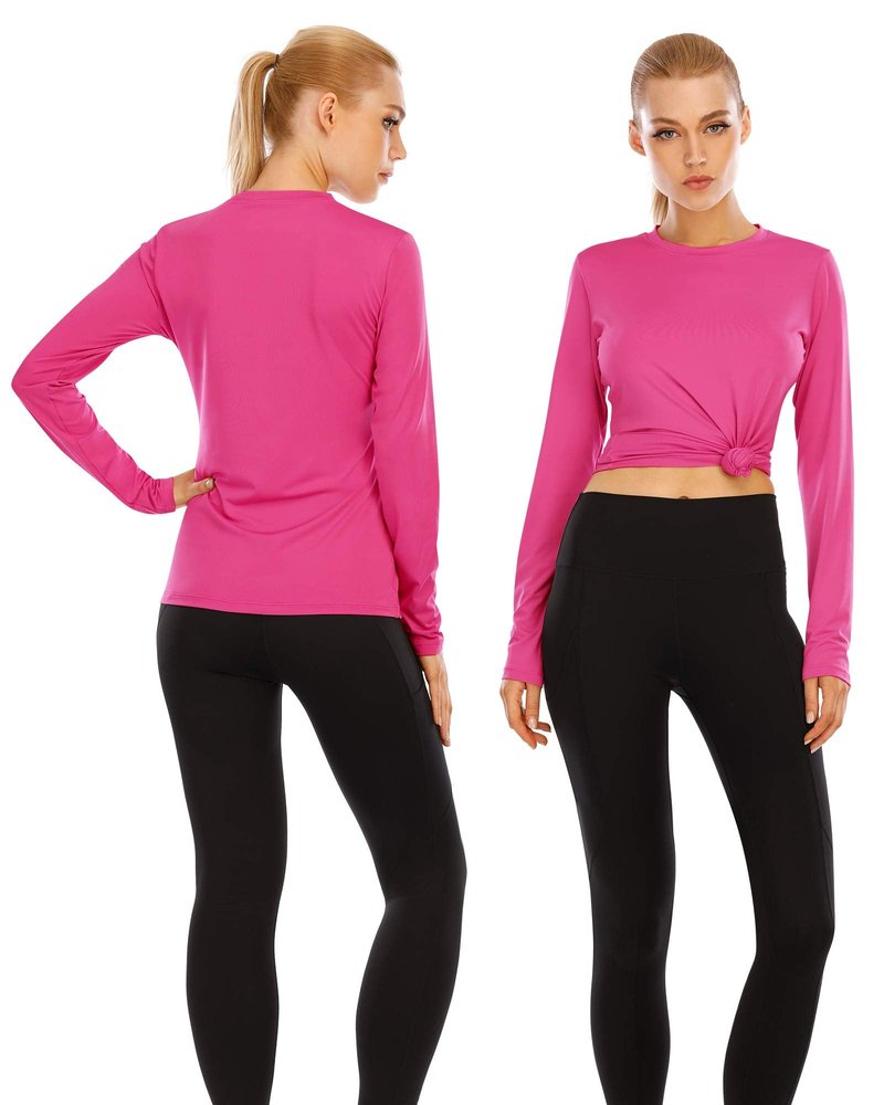 isnowood Women's Sun Protection Long Sleeve Shirts, UPF 50+ UV Rash Guard Swim Clothing, Workout Hiking Running Athletic Tops