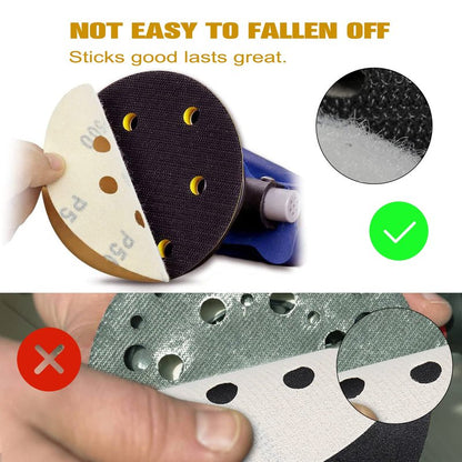 POTUINOM 100PCS 5 Inch 8 Hole Sanding Discs 120 Grit,Gold Round Hook and Loop Sandpaper for Random Orbital Sander