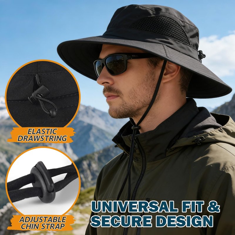 EINSKEY Unisex Sun Hat, Waterproof Wide Brim Bucket Hat Packable Boonie Hat for Fishing Hiking Gardening Safari Beach