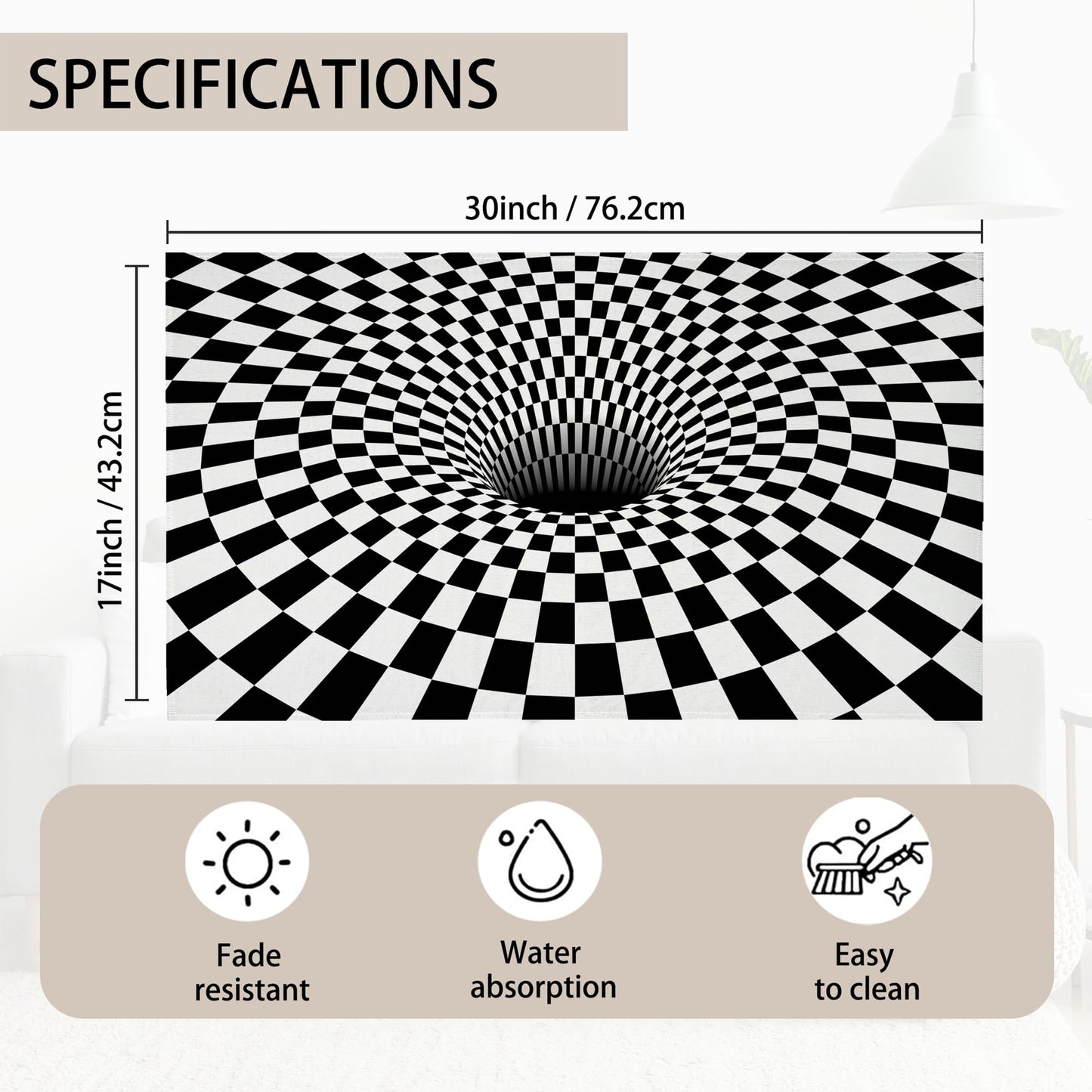 TUBAMQ Welcome 3D Vortex Doormat Indoor Outdoor Patio Optical Illusion Door Mats Non-Slip Entrance Mat for Home,Outside Entry,Yard,Floor,Patio 17x30INCH
