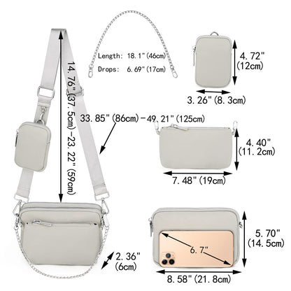 UTO Small Crossbody Bags for Women 3 in 1 Trendy Belt Purse Fashion Designer Mini Cute Sling Fanny Chest Pack