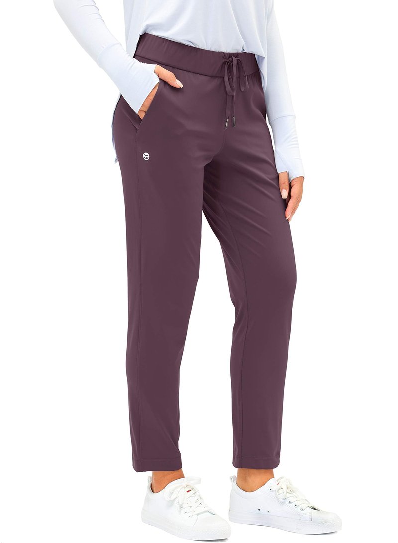 G Gradual Women's Pants with Deep Pockets 7/8 Stretch Sweatpants for Women Athletic, Golf, Lounge, Work (Wine Red, X-Small)