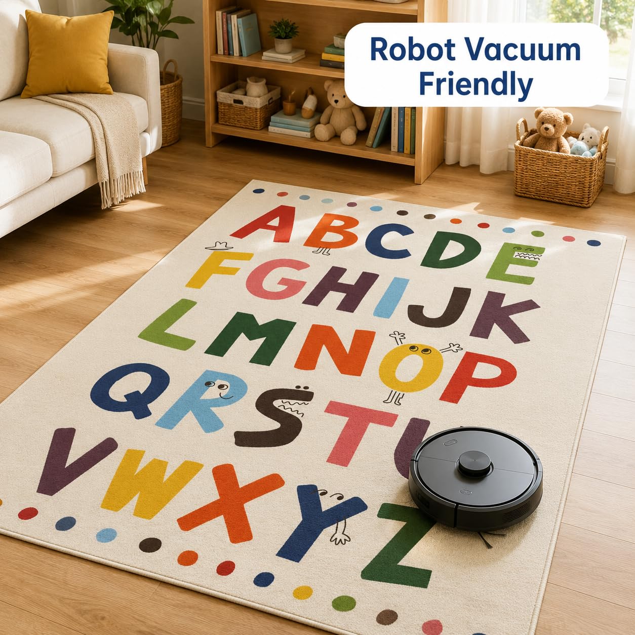 Large ABC Kids Area Rugs 4x6ft, Kindergarten and Preschool Educational Learning Alphabet Area Rugs Playroom Kids Puzzle Rugs Suitable for Children's Rooms,For Nursery, Classroom, Baby Daycare