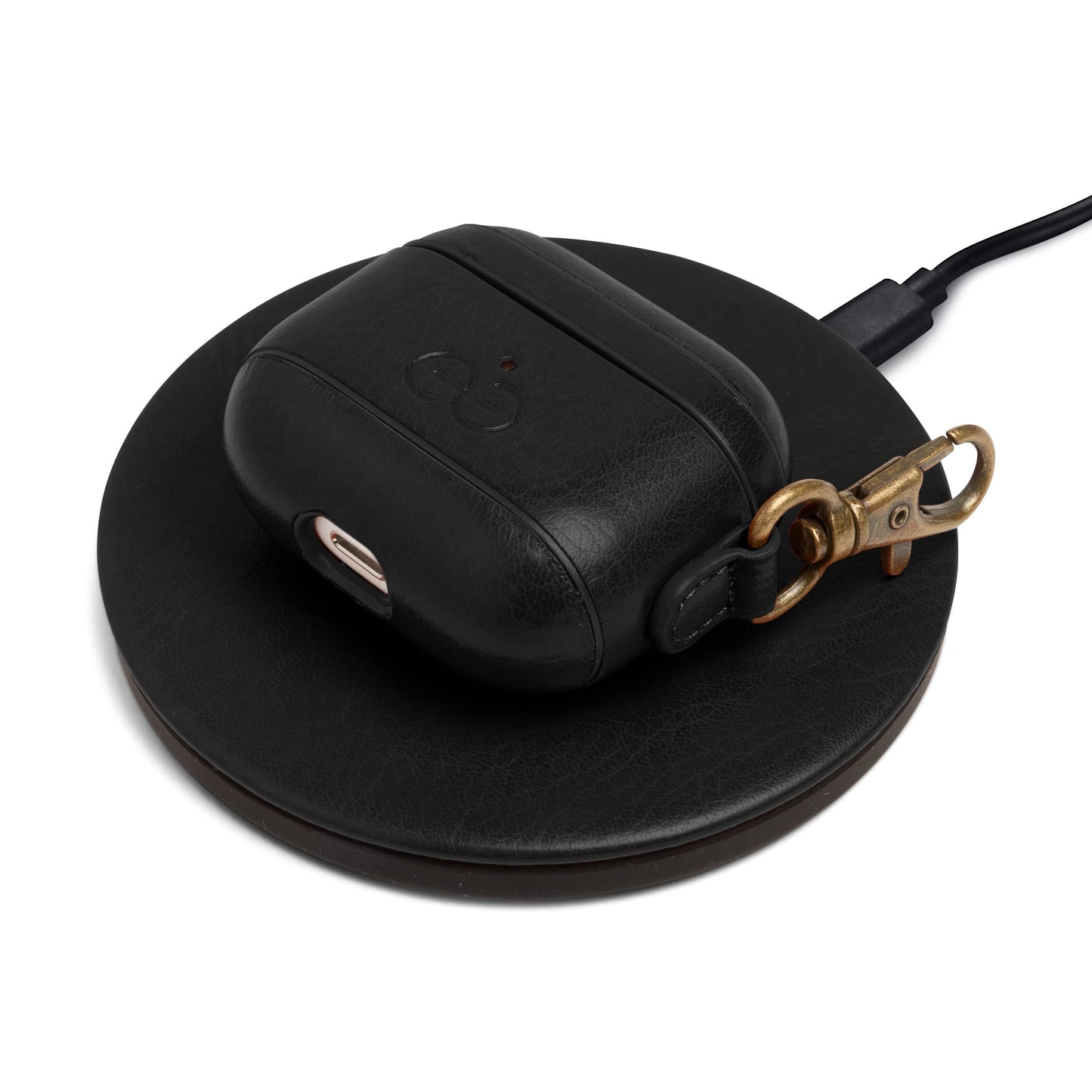 Dreem Om Case Cover with Keychain Clip Compatible with AirPods 3 for Apple AirPods 3rd Generation, Vegan Leather AirPod Case for Men & Women, Luxury Earbuds Accessory for iPhone - Black
