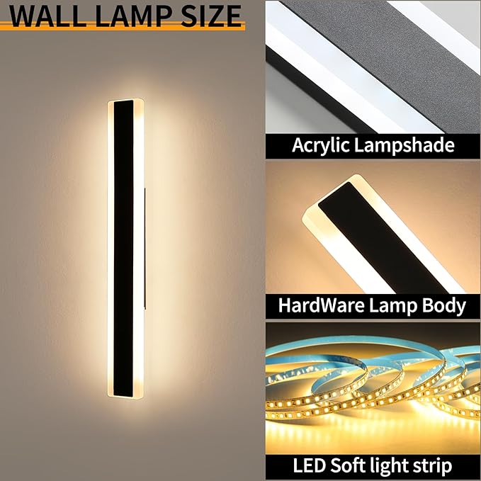 Mikeru 2pack 47.2inch Outdoor Wall Light Fixtures, 3000K Modern Outdoor Lights Exterior for House Ip65 Waterproof Rust Long LED Wall Light Fixtures Hardwire Wall Mount Exterior Lighting for Garage