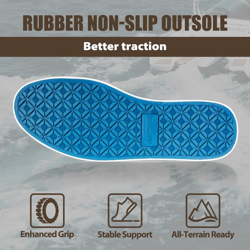 Hunthor Deck Shoes Waterproof Rubber Boots with Non-Slip Rain Shoes for Fishing, Boating, Gardening, Walking - for Men White Size 6