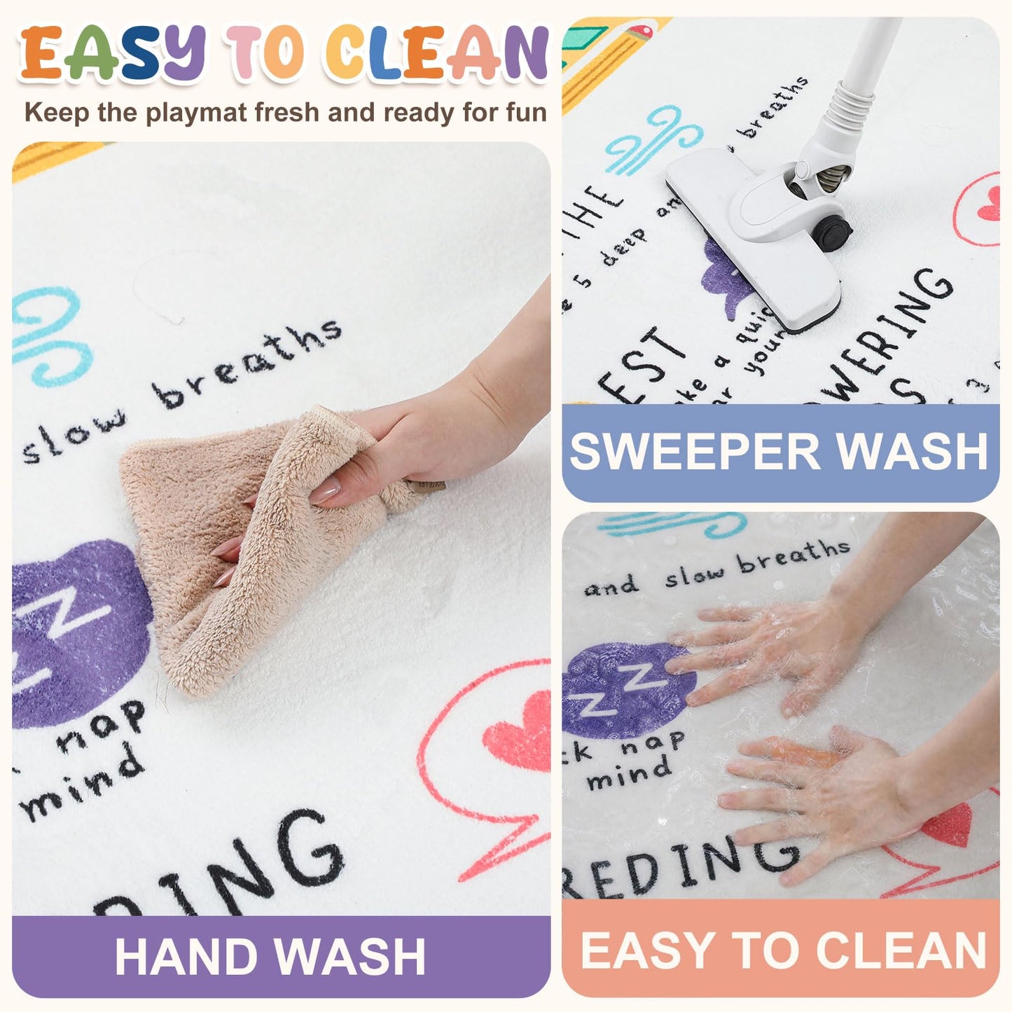 Nuanchu 3 x 5ft Classroom Rug Elementary, Calming Corner Classroom Rug, Floor Mental Health Mat Anti-Skid for Nursery Homeschool Playroom Elementary(Take A Mindful Break)