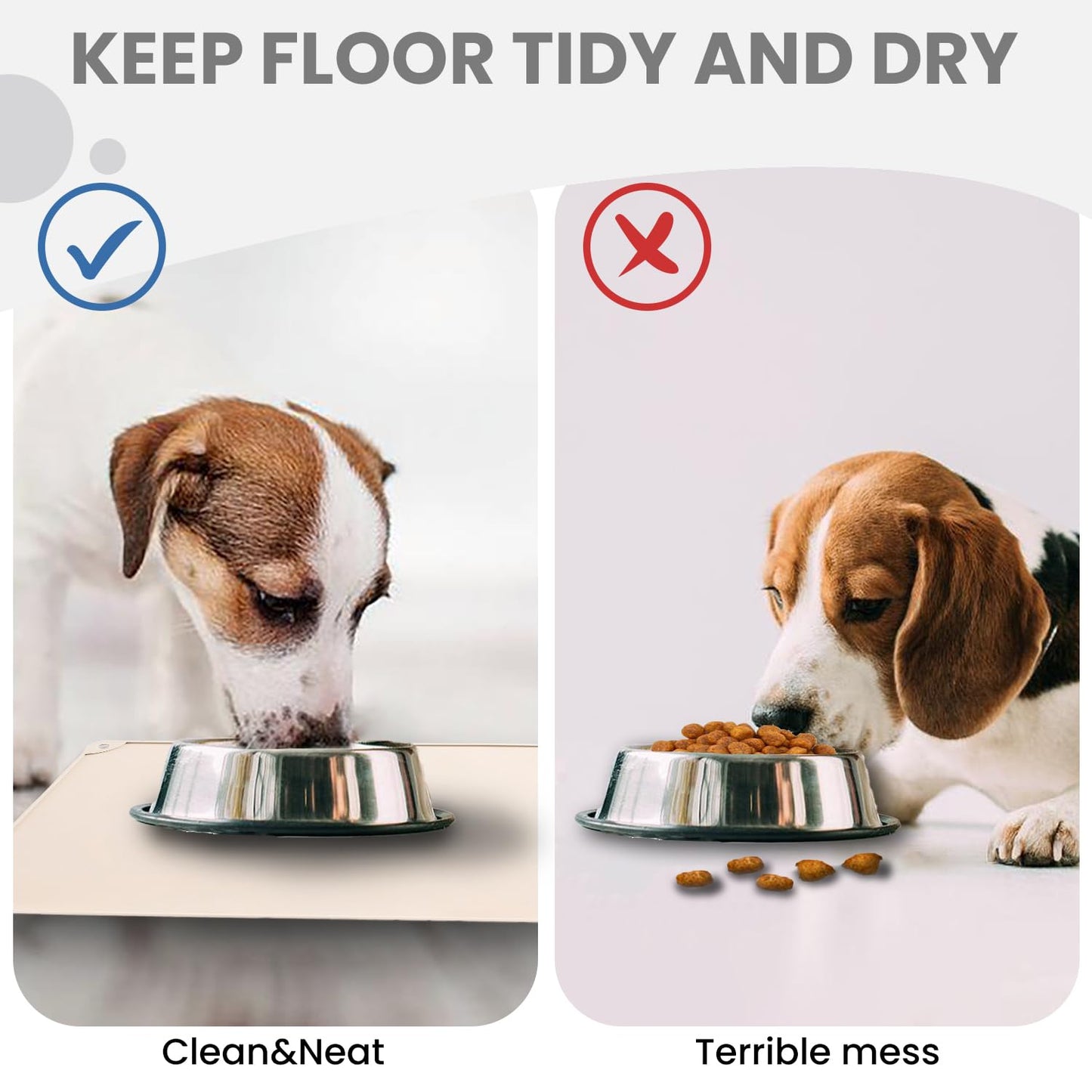 WePet Non-Slip Waterproof Pet Feeding Mat, 20x12 Inch - Silicone Dog & Cat Food Mat with Raised Edge to Stop Food Spills and Water Spills - Dishwasher Safe, Easy Clean