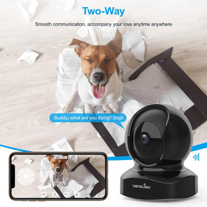 wansview Cameras for Home Security, 2K IP Camera, WiFi Home Indoor Camera for Baby/Pet/Nanny, Motion Detection, 2 Way Audio Night Vision, Compatible with Alexa, with TF Card Slot and Cloud