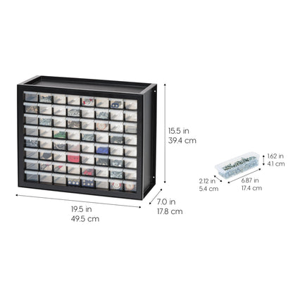 IRIS USA 64-Drawer Screw Organizer, Made in USA, Storage Chest for Hardware, Screws, Nuts & Bolts, Garage Tools, Charms, Beads, Craft, Scrapbook & Hobby Supplies, Teacher Toolbox, Black