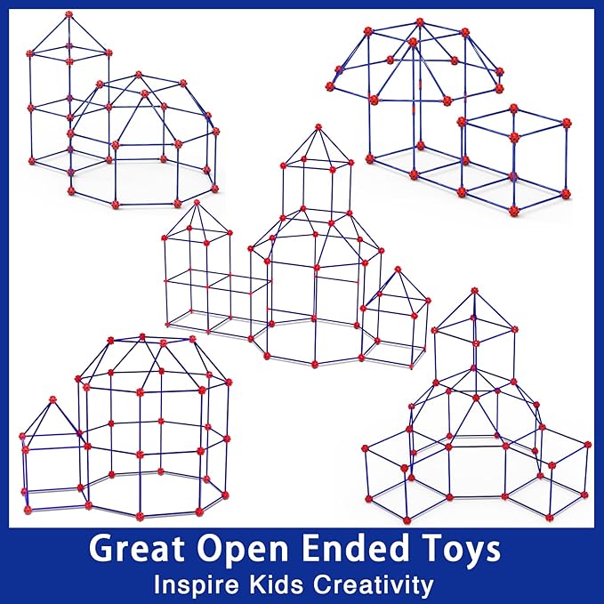 V-Opitos 180 Pack Fort Building Kits for Kids Age 4 5 6 7 8+ Years Old Creative STEM Building Toys for DIY Castles Tunnels Play Tent Ideal Christmas Birthday Gifts for Boys &amp Girls
