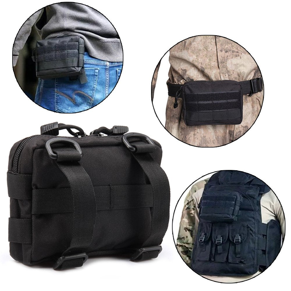 Novemkada MOLLE Pouches - 2 Pack Tactical Compact Water-Resistant Utility Gadget Gear EDC Pouch (Pack of 2 Black+Tan)