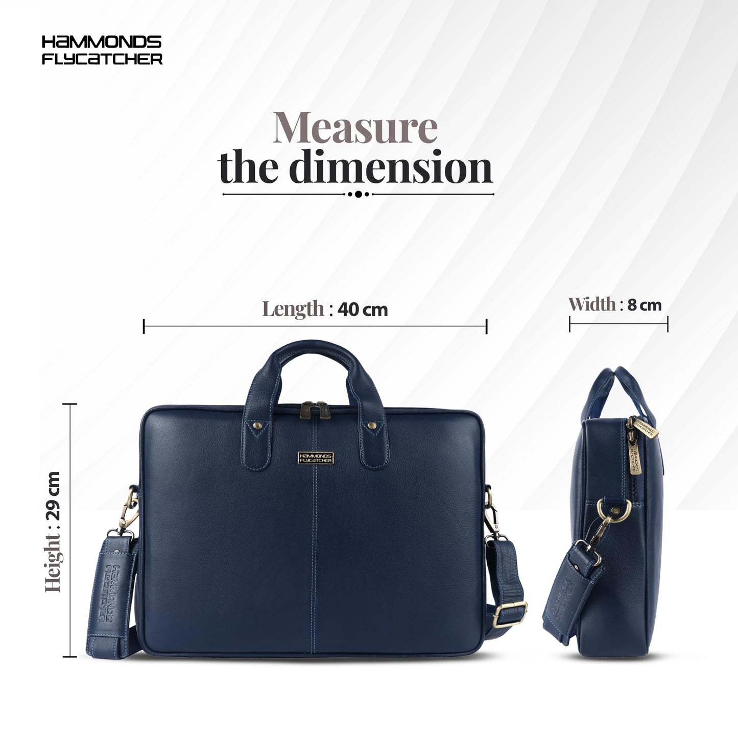 HAMMONDS FLYCATCHER Genuine Leather Laptop Bag for Men with Padded 15.6 Inch Laptop Sleeve, Leather Messenger Bag for Men - Briefcases with Multi Pockets for Office and Travel Use - Blue