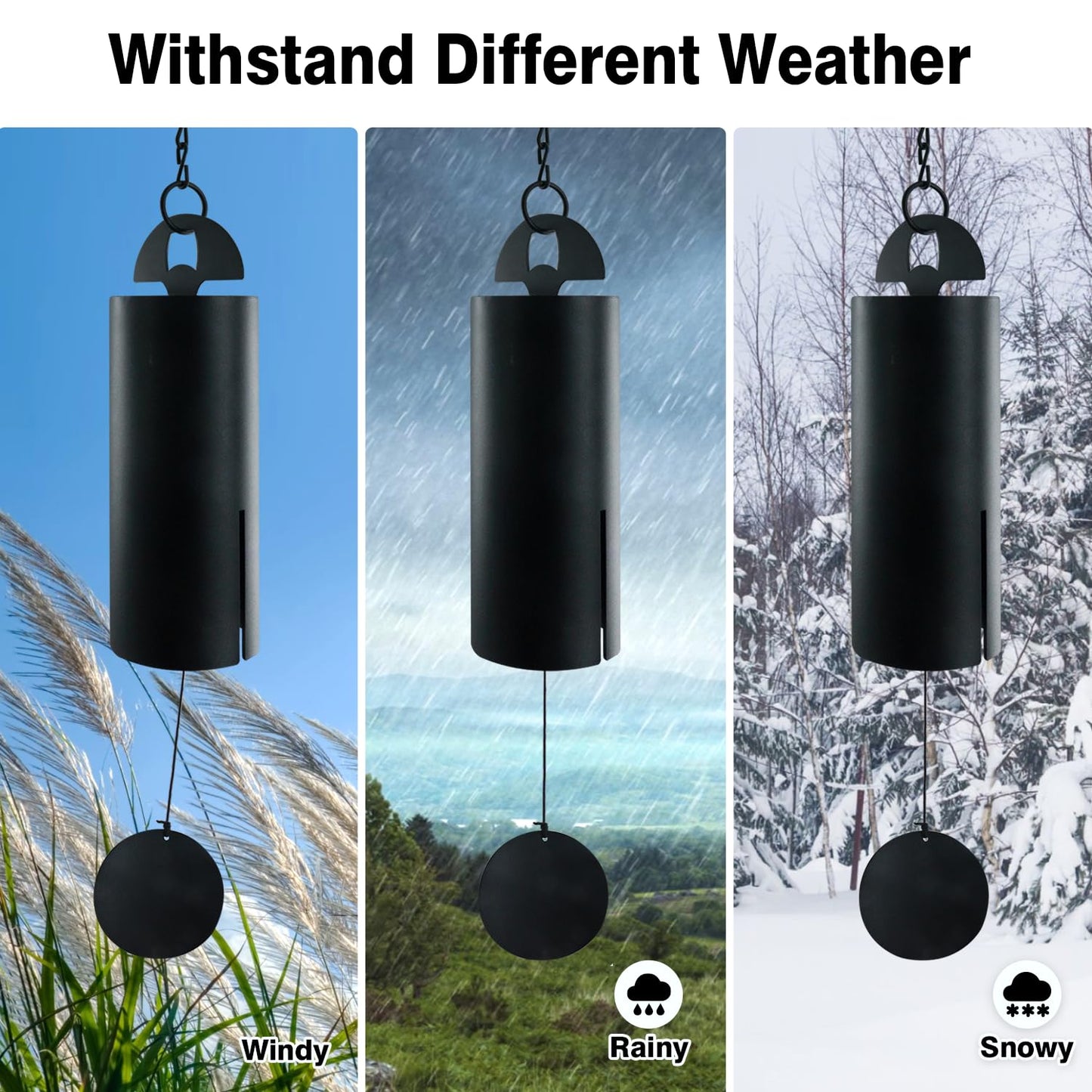 ASTARIN Wind Chimes for Outside Deep Tone Heroic Windbell Deep Resonance Serenity Bell Outdoor Decor for Patio,Yard,Porch,Garden(Matte Black)