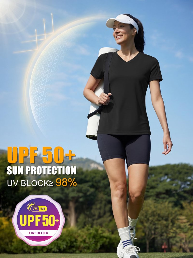 MAGCOMSEN Women's Workout Tops Short Sleeve UPF 50+ Athletic Shirts Quick Dry V-Neck T-Shirt Moisture Wicking Gym Tee