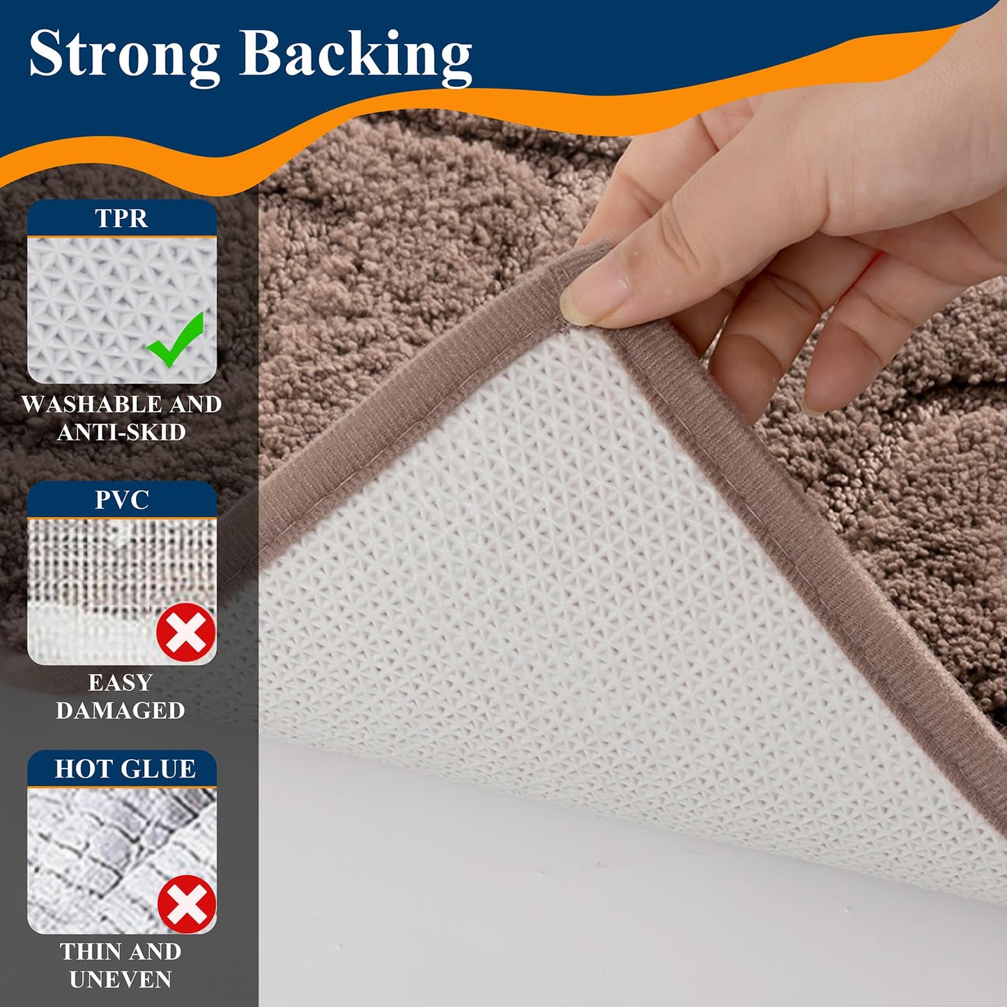 Ileading Bathroom Rugs Sets 5 Piece, Ultra Soft Absorbent Bath Mat for Bathroom, Non Slip Washable Bath Rug Set with Toilet Cover, Plush Bath Runner and U-Shaped Contour Toilet Rug, Coffee