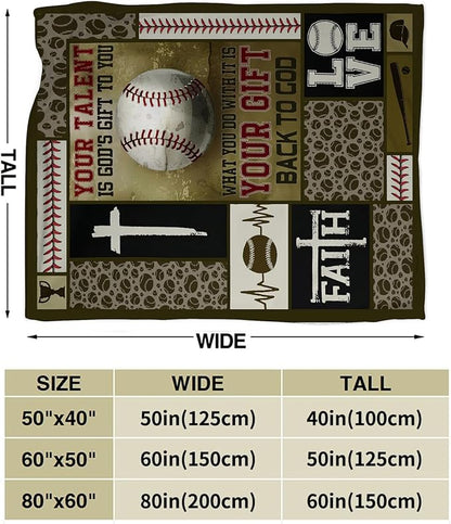 Baseball Blanket Decor Gifts for Boys Flannel Fleece Fuzzy Christian Throw Blanket Soft Warm Cozy Plush Sports Blanket for Bed Couch Living Room Stuffed Decoration for Kids Adult 60"x50"