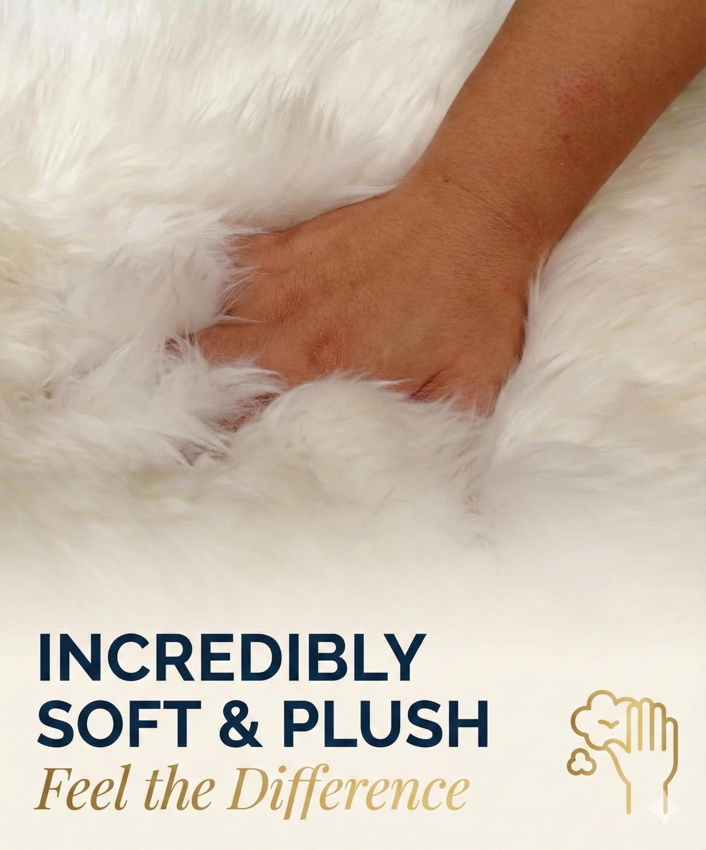 Woolous Sheepskin Rug, Genuine Sheep Skin Chair Throw 2x3 ft Ivory