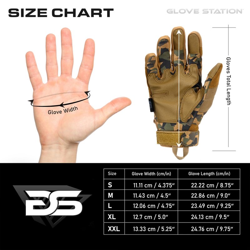 Glove Station Gloves for Men, Touchscreen Utility Gloves with Hard Knuckle Protection for Motorcycle Riding, Airsoft and Outdoor Work, Camouflage, Medium
