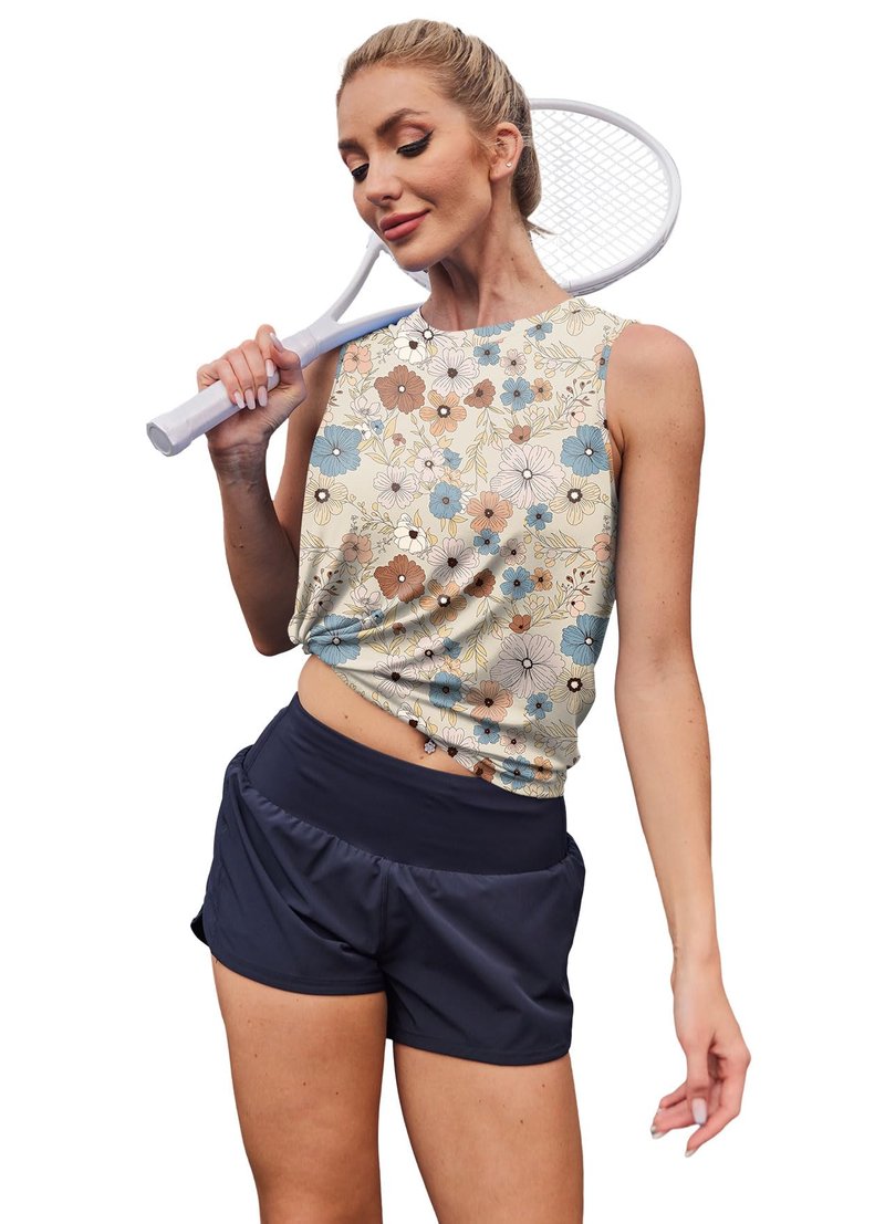 Womens Summer Tops Workout Tank Tops for Women Running Loose Fit Yoga Tops Active Floral Shirts S