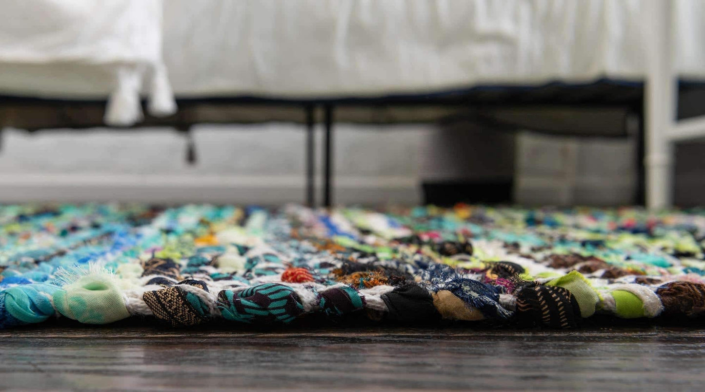 Unique Loom Chindi Chevron Collection Area Rug - Claire (5' 1" x 8' Rectangle, Green/ Ivory)
