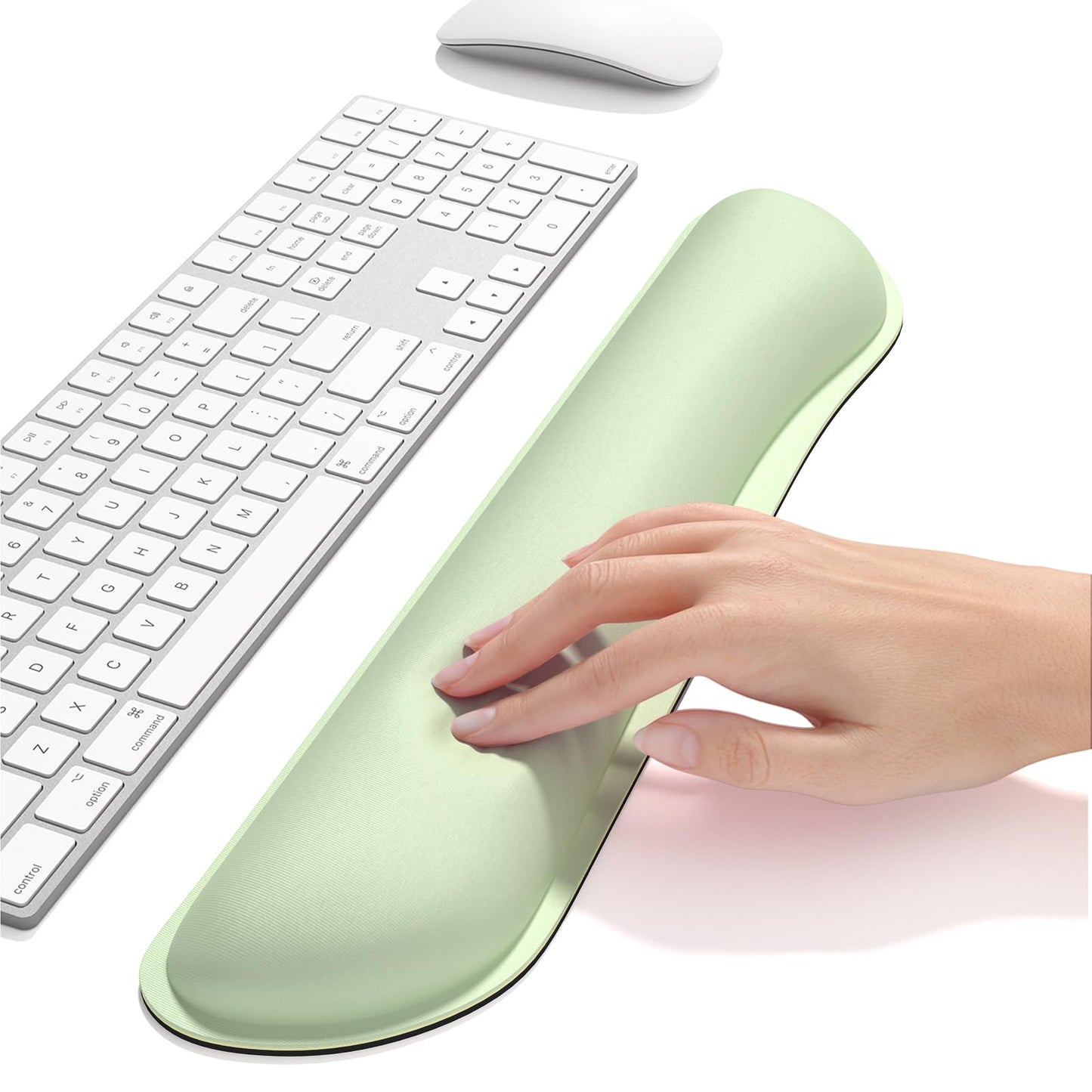 Dapesuom Enlarge Keyboard Wrist Rest, Memory Foam Keyboard Wrist Cushion for Computer Desk Mats Support, Typing Pain Relief Ergonomic Mouse Pad Rests with Non-Slip Base for Gaming, Laptop, Lake Green