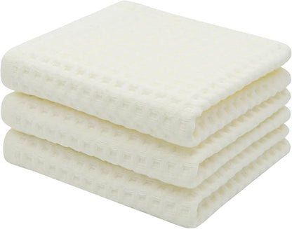 Mia's Dream Premium Cotton Waffle Bathroom Towel Set, 3 Pack Quick Drying