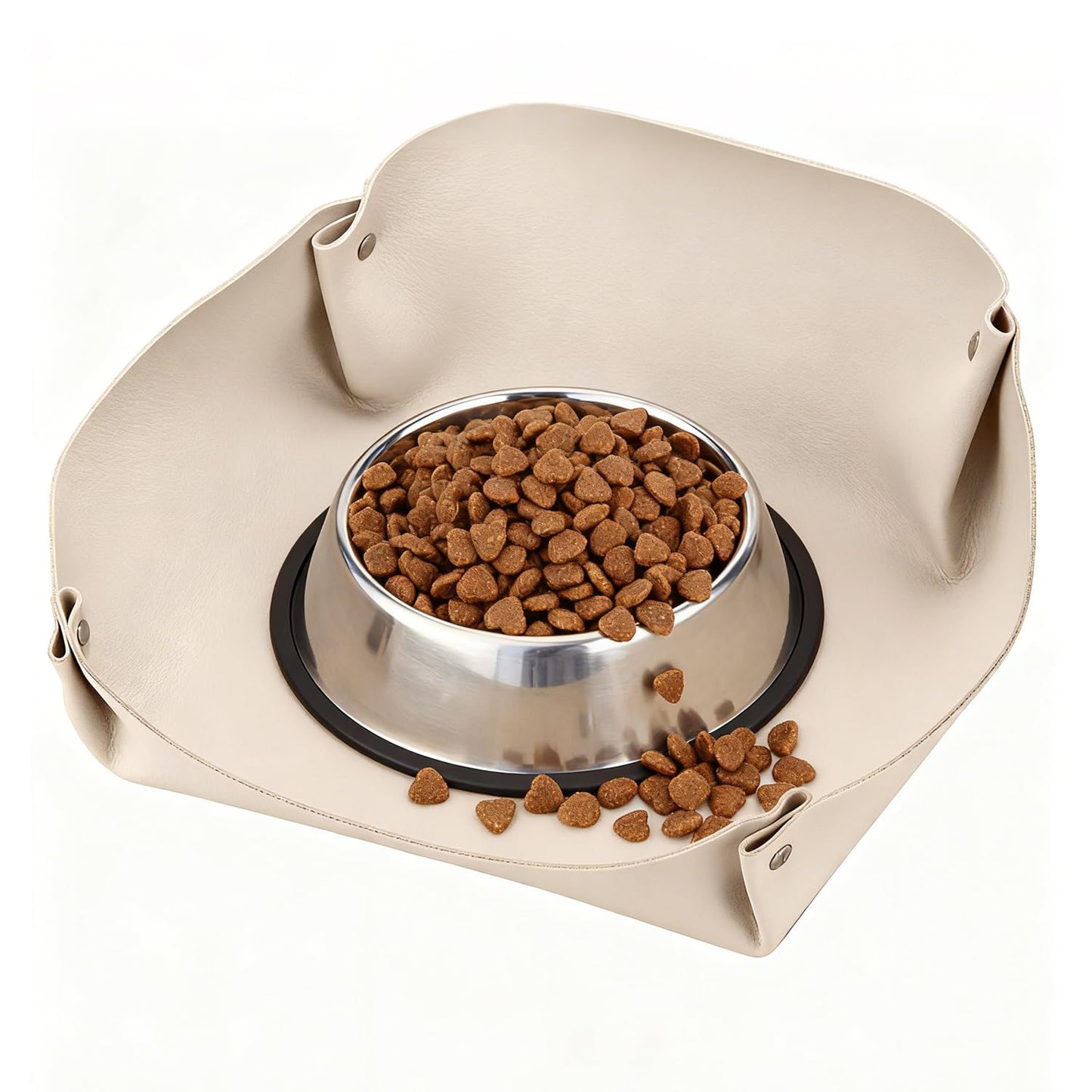 Waterproof Pet Feeding Mat with High Raised Edges to Prevent Spills, Protective Placemat for Dog Cat Food & Water Bowls - Effective Working Size: 9"x9"
