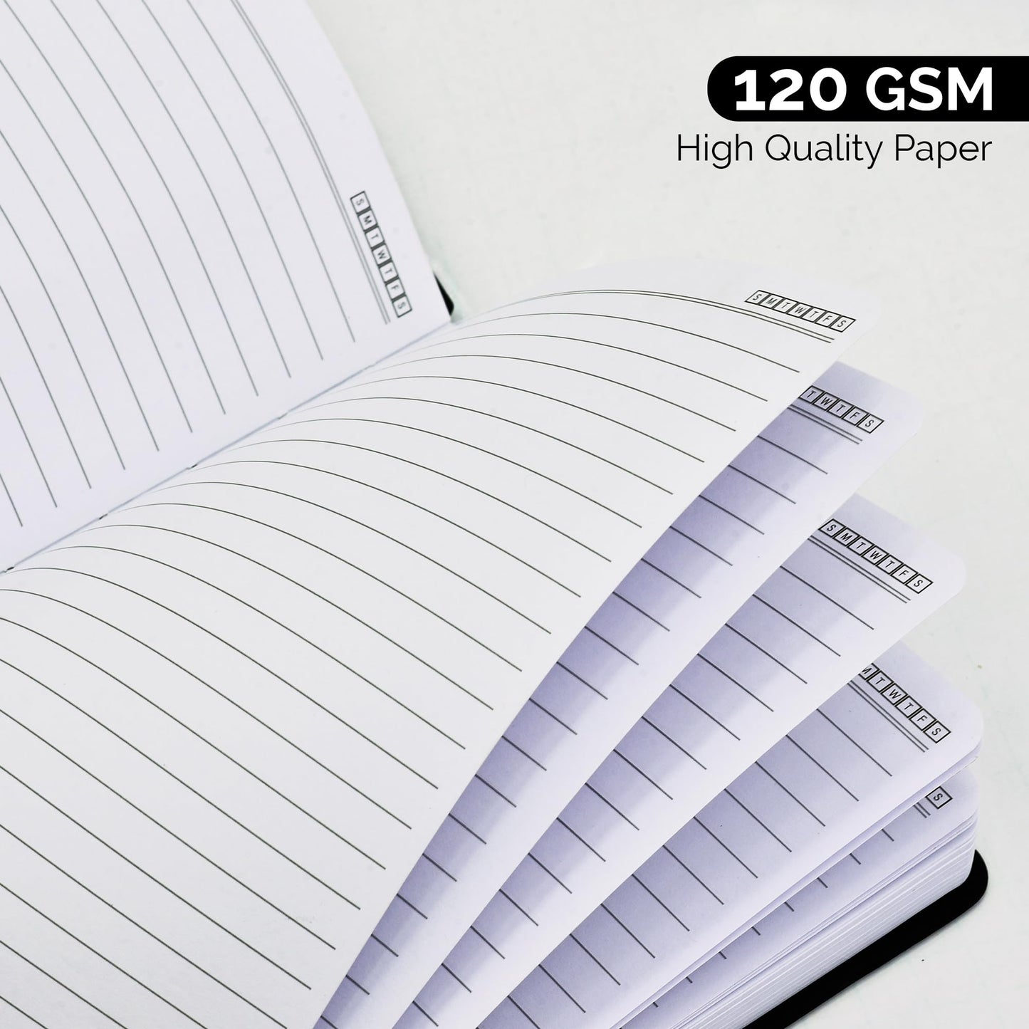 Nextnoid Hardcover Lined Journal Notebook - 120 GSM Thick Paper, Medium A5-256 Pages - Perfect For Writing, Journaling and Note-Taking (Black, Ruled)