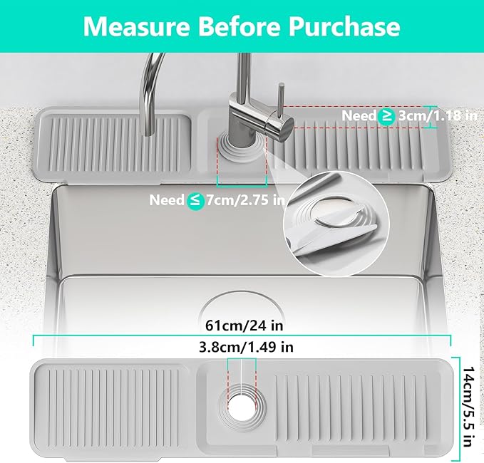24 Inch Longer Faucet Mat for Kitchen SinkBathroom Kitchen Sink Splash Guard