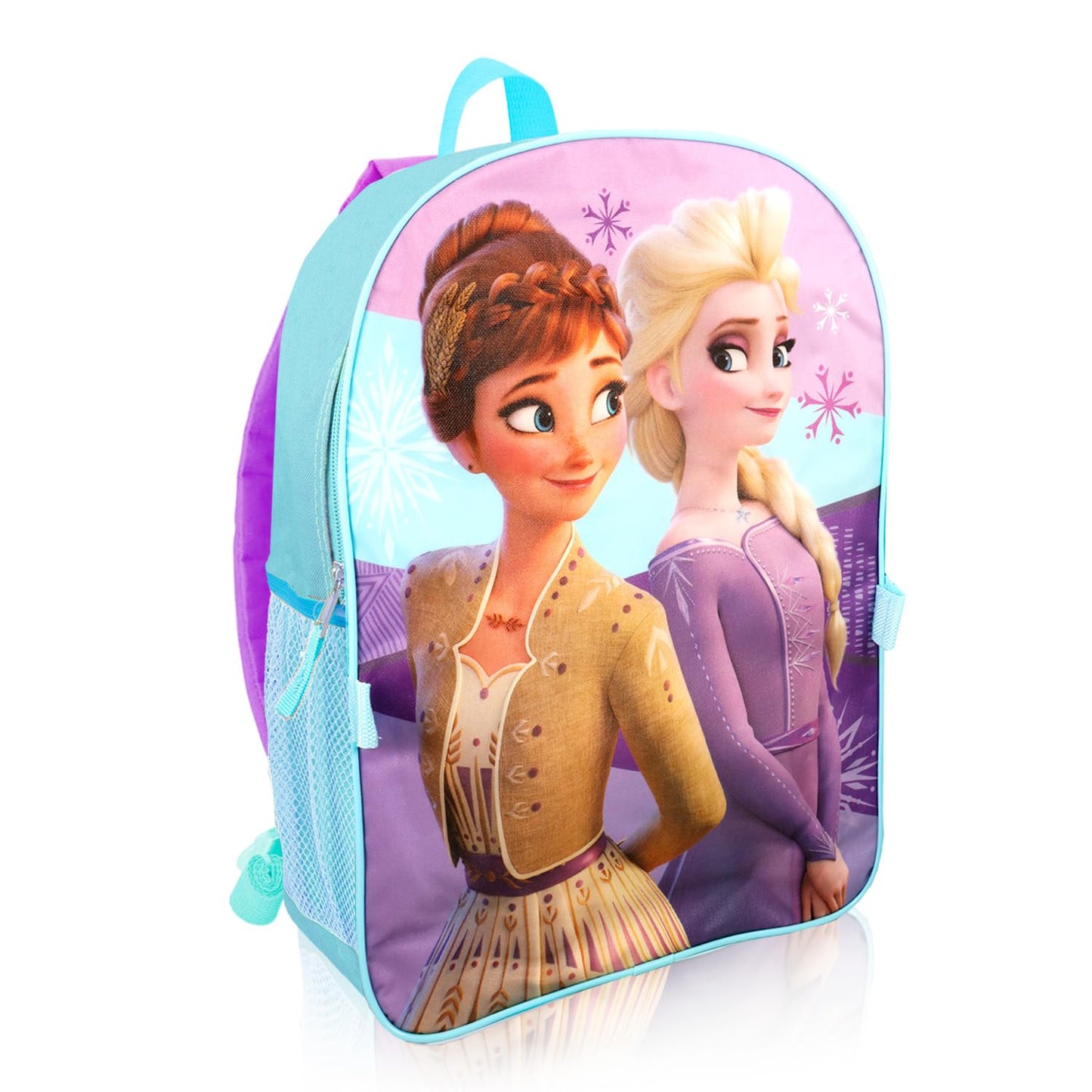 Disney Frozen Anna and Elsa Backpack School Supplies Set for Girls ~ Bundle with 16" Frozen School Bag, Lunch Bag, Plastic Water Bottle, Frozen Stickers, and More.