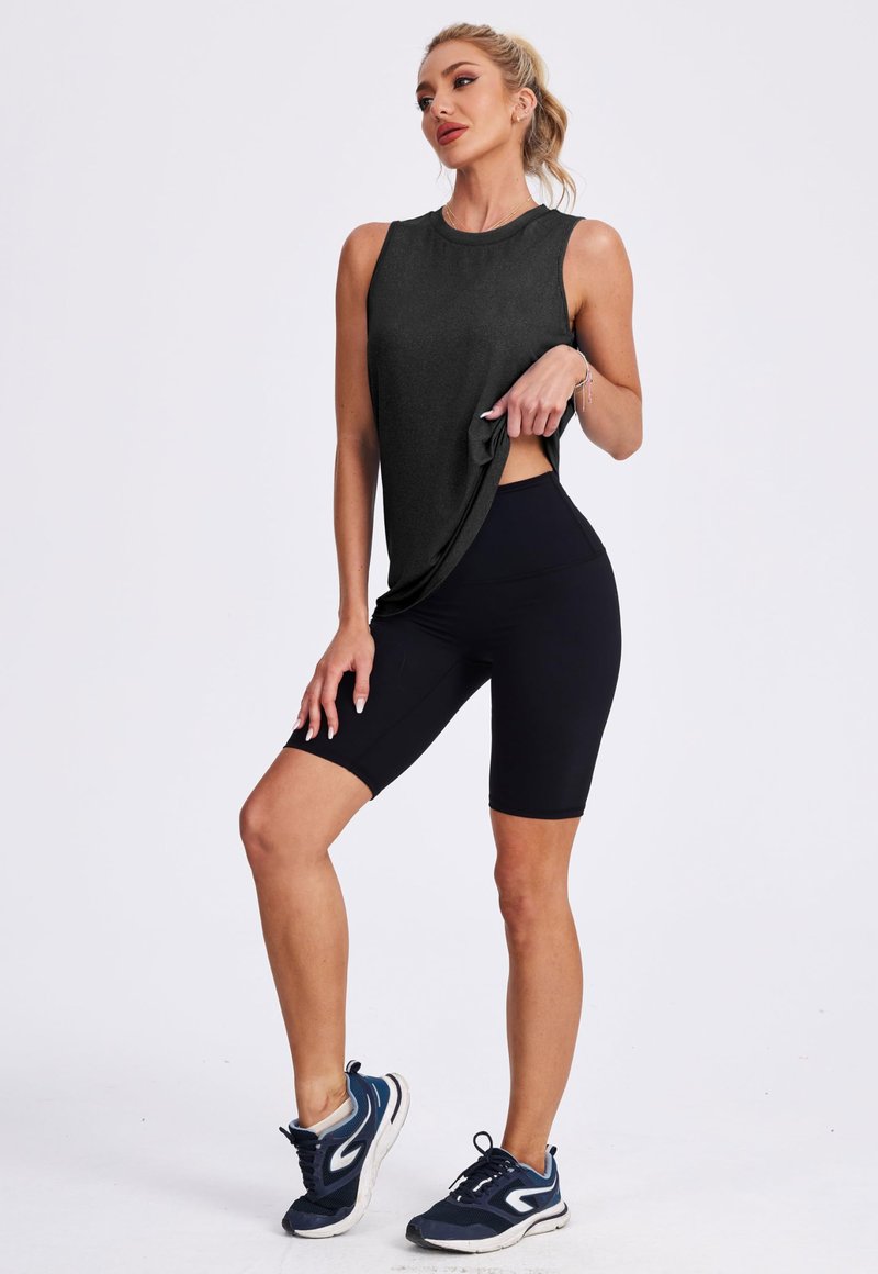 XIEERDUO Workout Tank Tops for Women High Neck Sleeveless Running Loose Fit Yoga Tops Active Shirts Black S