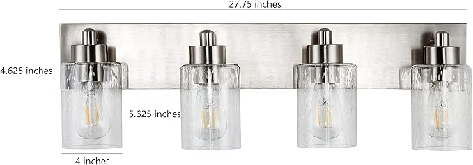 JONATHAN Y JYL7558A Irving 27.75" 4-Light Modern Contemporary LED Vanity Light Glam Transitional 2700K 9W Bulbs Included Bathroom Hallway Living Room Bedroom Mirror Cabinet, Nickel