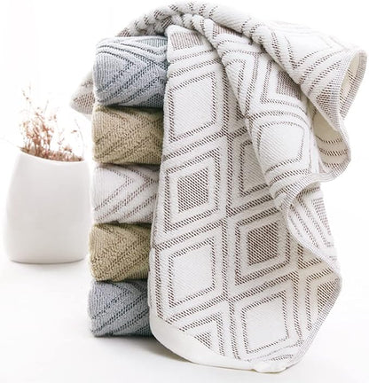 Pidada Hand Towels Set of 4 Diamond Pattern 100% Cotton Absorbent Soft