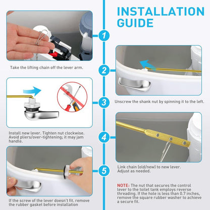 Toilet Handle Replacement Kit - American Standard Toilet Flush Handle Replacement, Universal Front Mount toilet lever bowl handle flusher arm tank replacement kit, Metal &Brass Toilet arm Lever &Chain