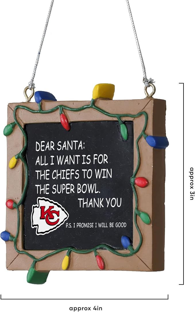 NFL Resin Holiday Christmas Chalkboard Sign Ornament