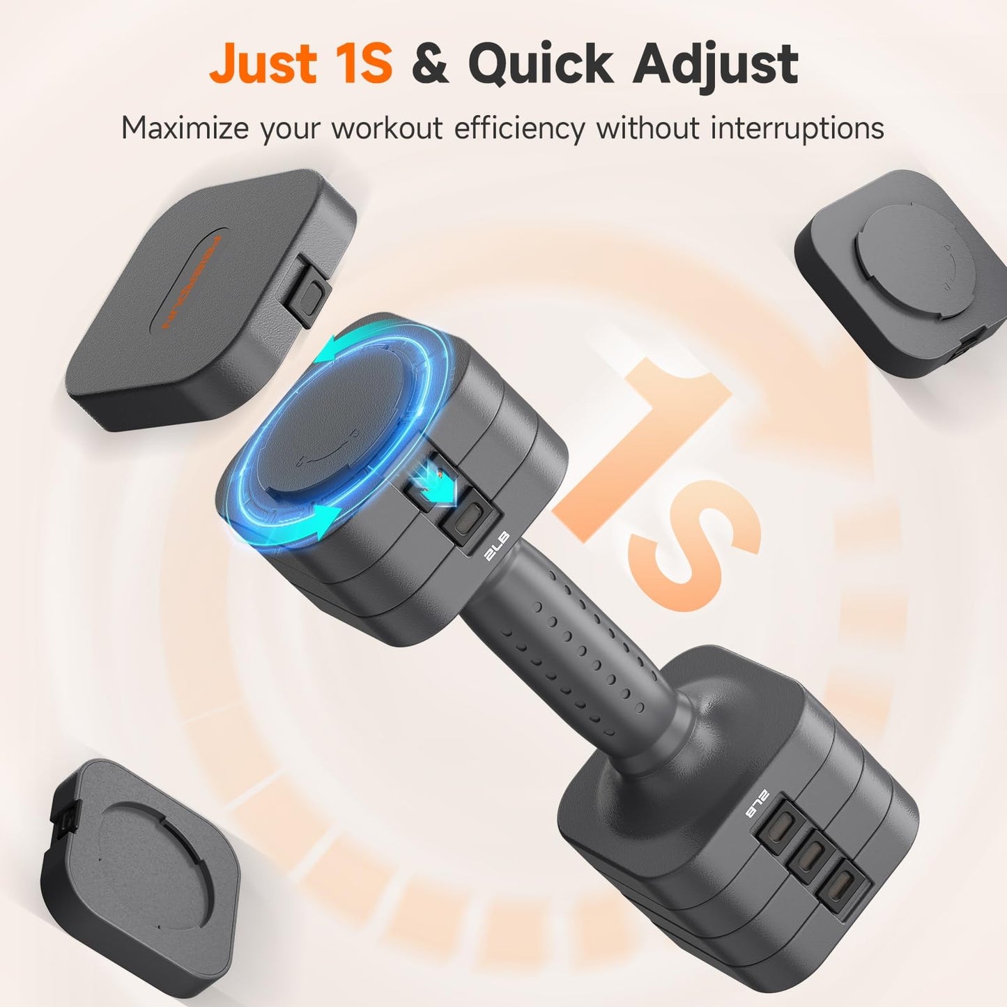 FEIERDUN 5-in-1 Adjustable Dumbbell Set of 2, 12LBS/20LBS Hand Weights for Women, 1s-Adjust Dual-Stable Dumbbell Set for Women Home Gym & Outdoor