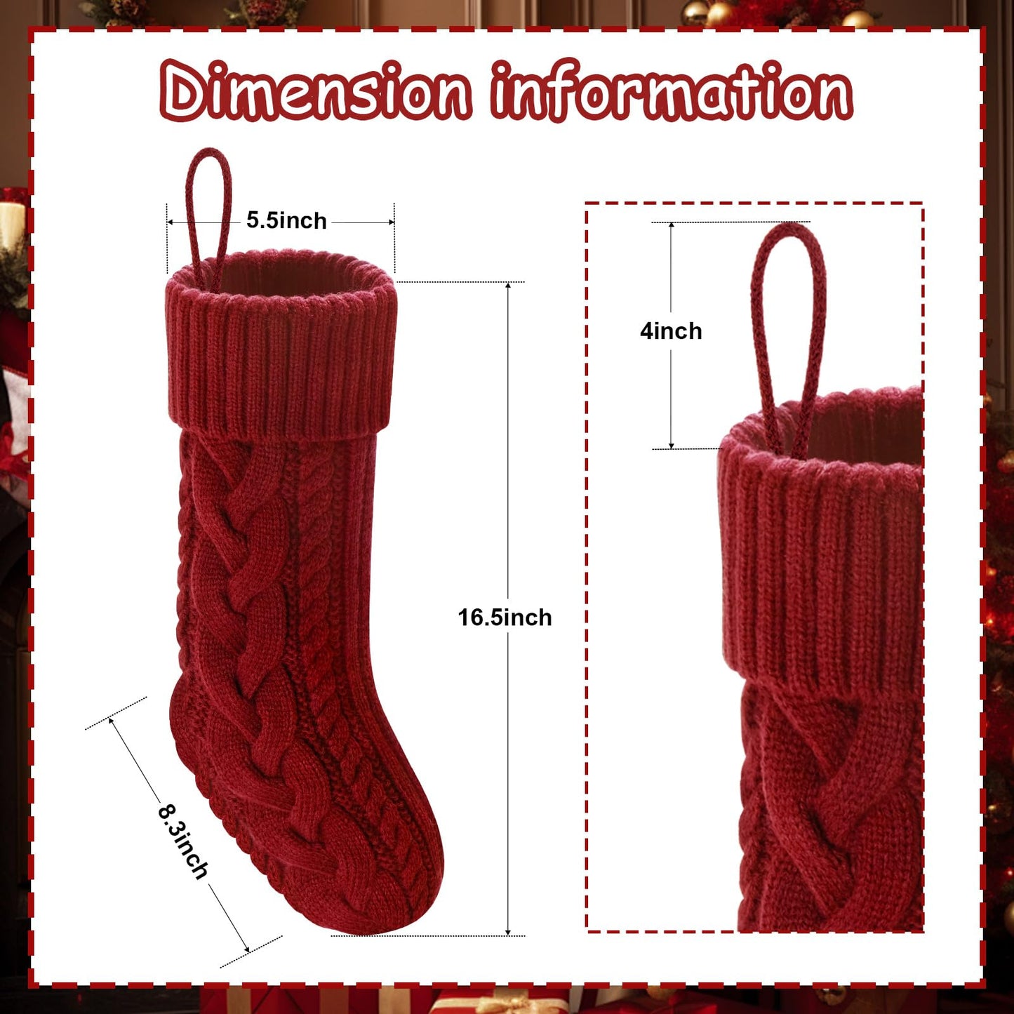 Doitory Christmas Stockings 18" Knitted Stocking Christmas Decorations
