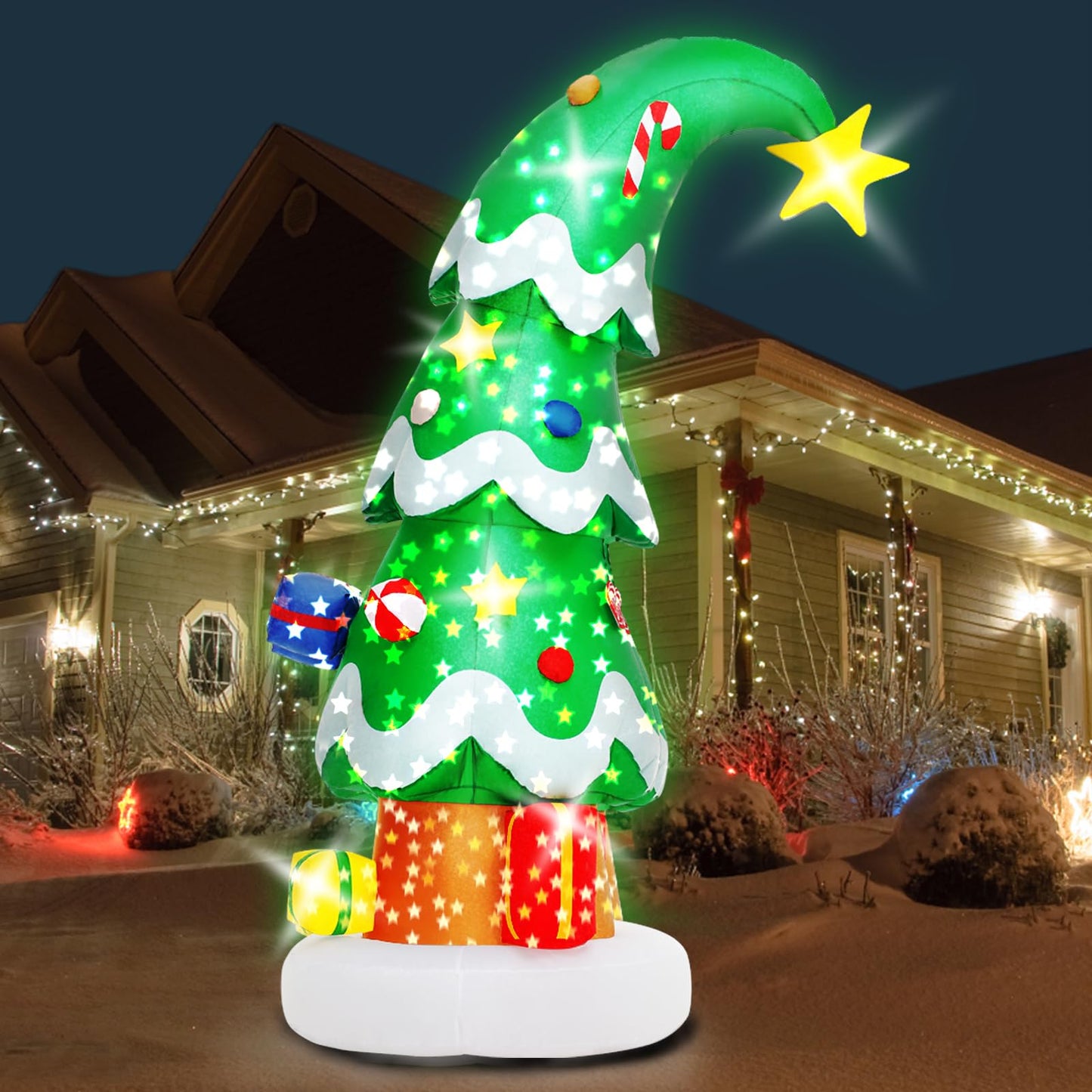 Lionoble 6 FT Christmas Outdoor Inflatable Decorations, Blow Up Christmas Tree with LED Light for Xmas Holiday Party Garden, Yard, Lawn Decor