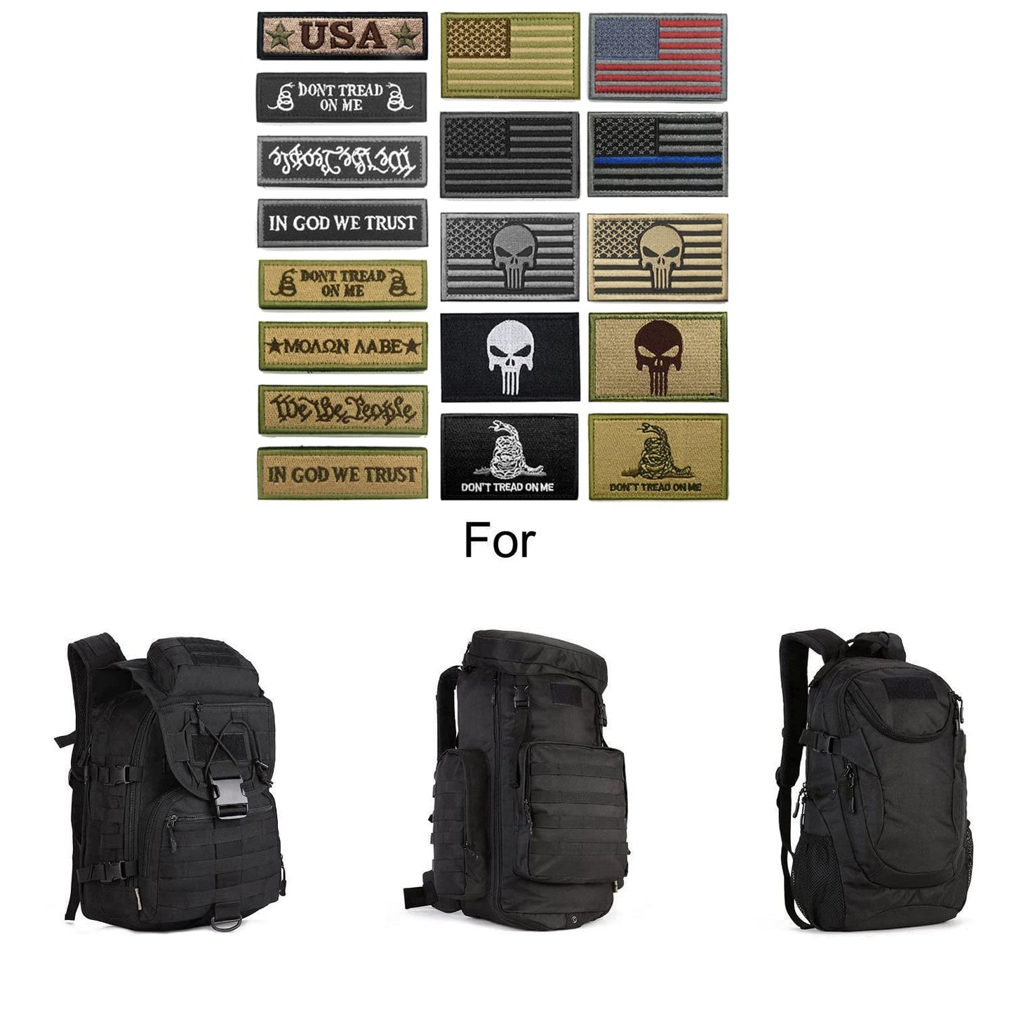 WZT Bundle 18 Pieces American Flag Patch Thin Blue Line USA Flag United States Morale Military Patches Set for Caps,Bags,Backpacks,Tactical Vest,Military Uniforms